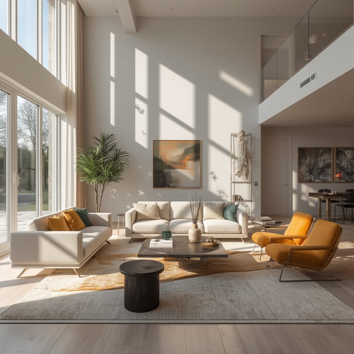 Salón luminoso y moderno de una vivienda
